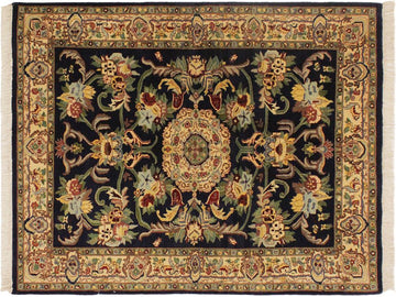 handmade Traditional Anarlaki Blue Beige Hand Knotted RECTANGLE 100% WOOL area rug 4x6